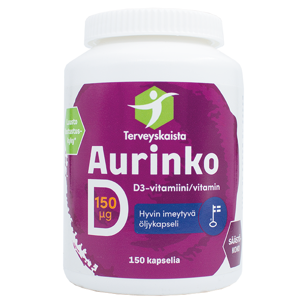 Aurinko D-vitamiini 150 µg