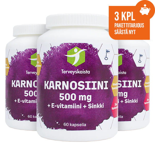 Karnosiini + E-vitamiini + Sinkki 3 kpl PAKETTITARJOUS!