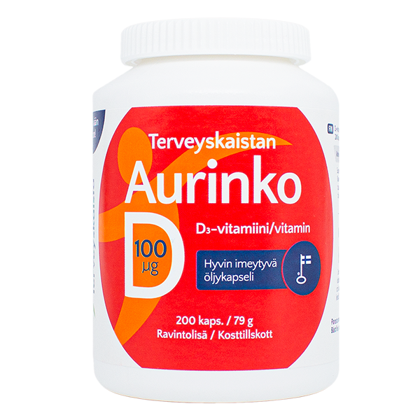 Aurinko D 100 µg 200 kaps.