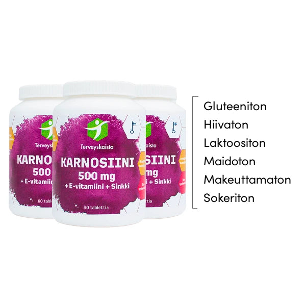 Karnosiini + E-vitamiini + Sinkki 60 tabl. 3 kpl PAKETTITARJOUS!
