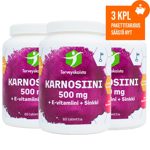Karnosiini + E-vitamiini + Sinkki 60 tabl. 3 kpl PAKETTITARJOUS!