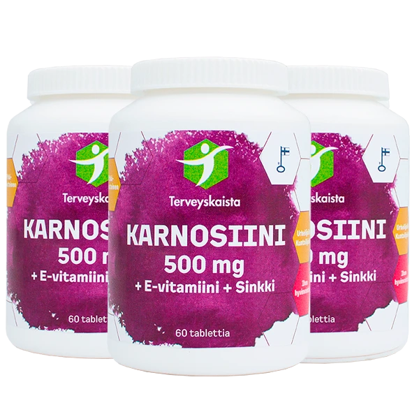 Karnosiini + E-vitamiini + Sinkki 60 tabl. 3 kpl PAKETTITARJOUS!