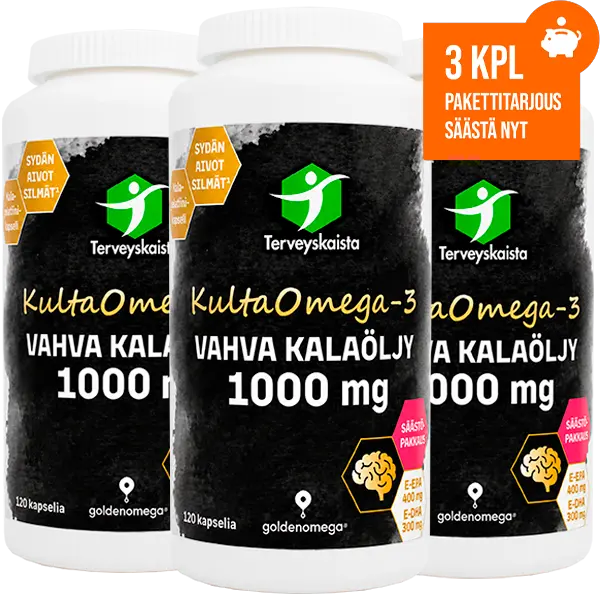 KultaOmega-3 Vahva Kalaöljy 1000 mg 120 kaps 3 kpl PAKETTITARJOUS!