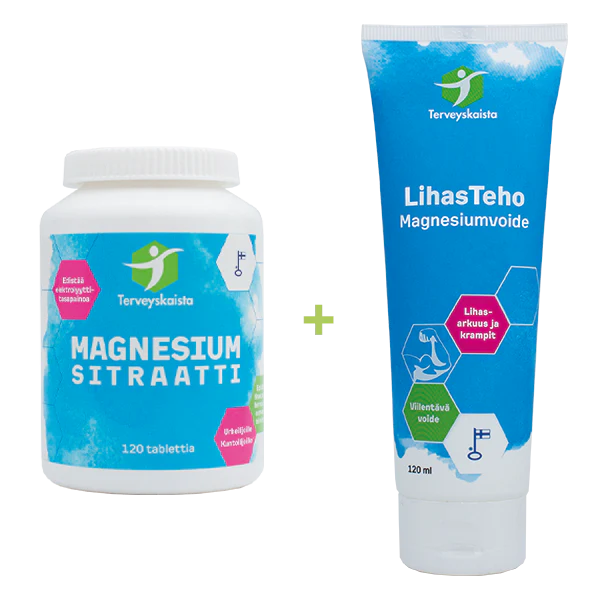 Magnesiumsitraatti + LihasTeho Magnesiumvoide 120 ml HUIPPUTARJOUS!