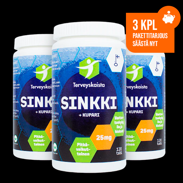 Sinkki + Kupari, pitkävaikutteinen 3 kpl PAKETTITARJOUS!