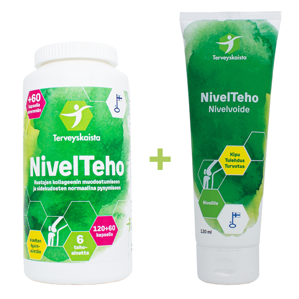 NivelTeho 180 kaps. + NivelTeho Nivelvoide 120 ml TARJOUS!