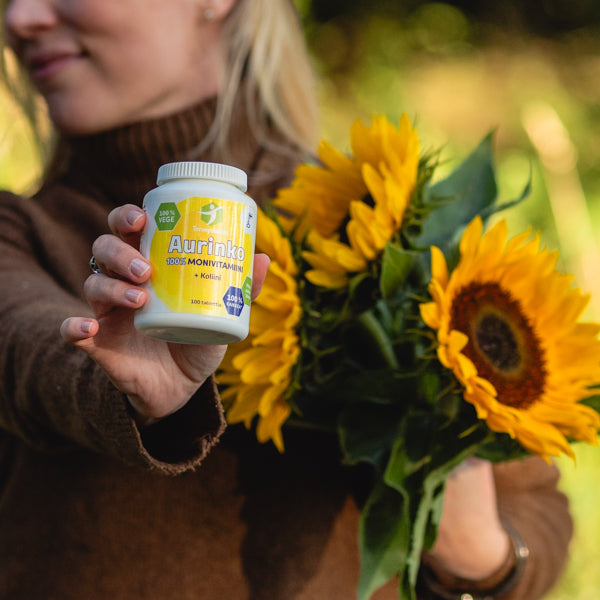 Aurinko100% Monivitamiini + koliini 100 tabl 3 kpl PAKETTITARJOUS!