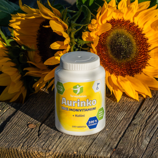 Aurinko100% Monivitamiini + koliini 100 tabl 3 kpl PAKETTITARJOUS!