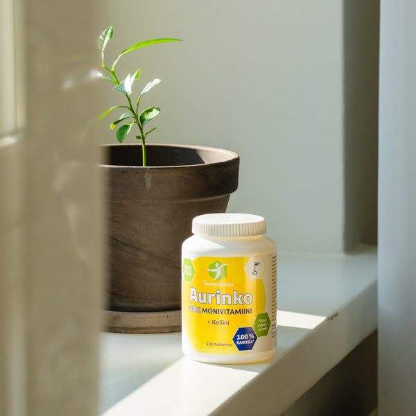 Aurinko100% Monivitamiini + koliini 100 tabl 3 kpl PAKETTITARJOUS!