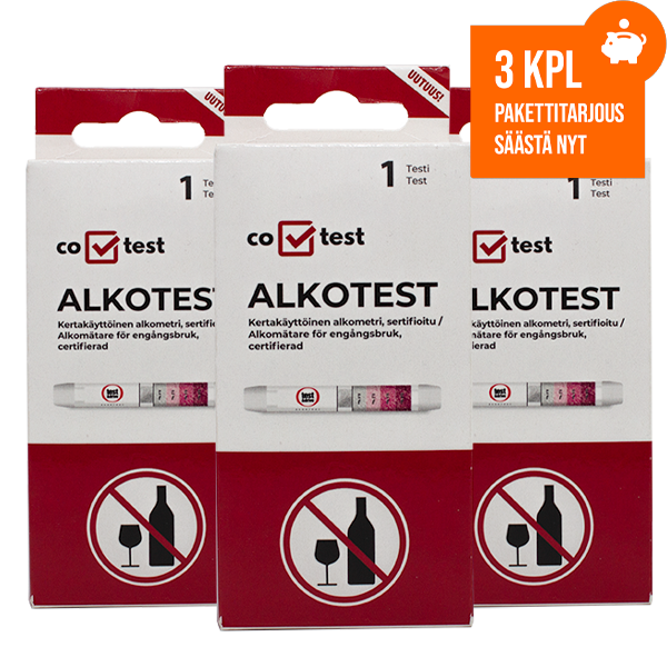 Alkotest alkometri 3 kpl PAKETTITARJOUS!