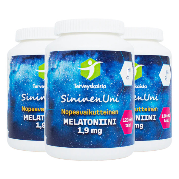 SininenUni melatoniini 1,9 mg, nopeavaikutteinen 3 kpl PAKETTITARJOUS!