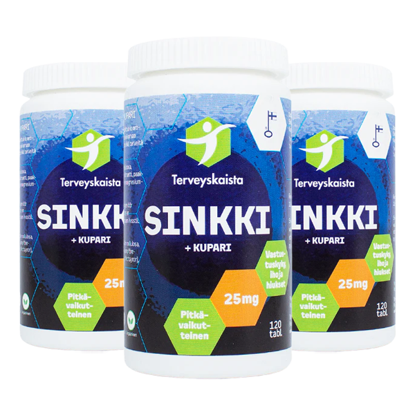 Sinkki + Kupari, pitkävaikutteinen 3 kpl PAKETTITARJOUS!