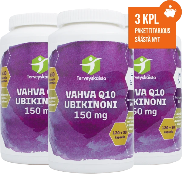 Ubikinoni 150 mg (150 kaps.) 3 kpl PAKETTITARJOUS!