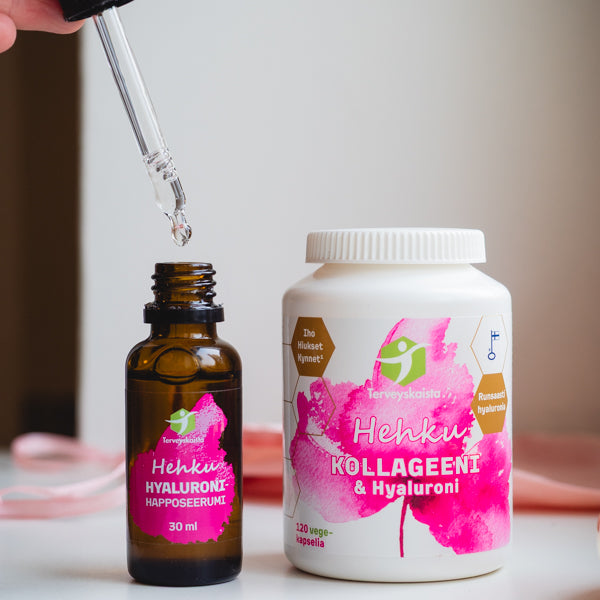 HyaluronihappoSeerumi ja Kollageeni ravintolisä