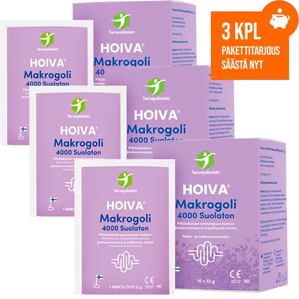 Terveyskaista HOIVA® Makrogoli 4000 suolaton 10x12g 3 kpl PAKETTITARJOUS!