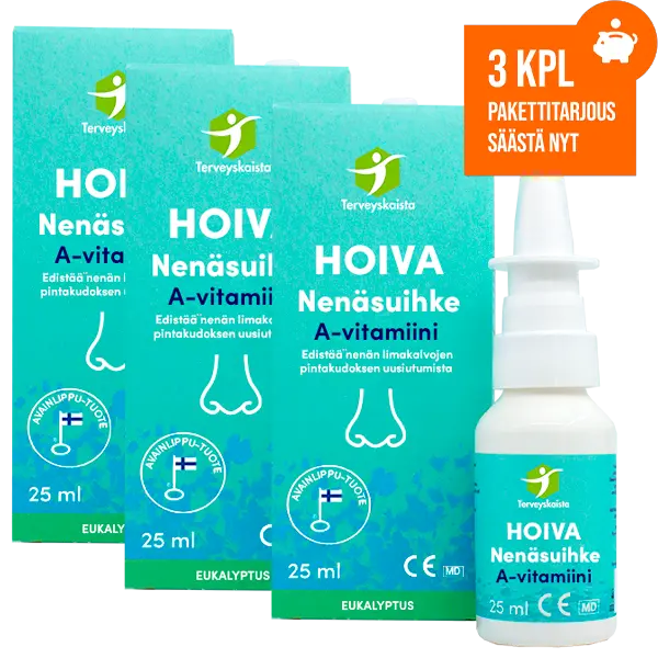Terveyskaista HOIVA® A-vitamiini Nenäsuihke 25 ml 3 kpl PAKETTITARJOUS!