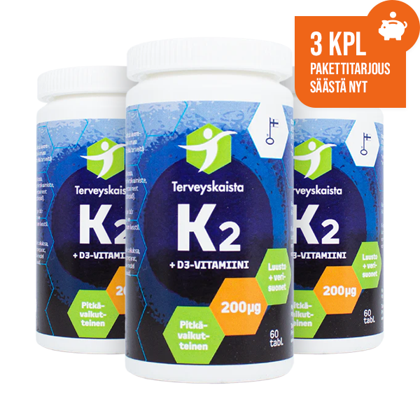 K2 + D3 -vitamiini 3 kpl PAKETTITARJOUS!